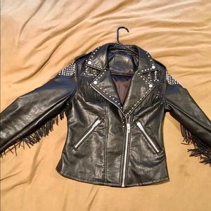 Leather biker jacket